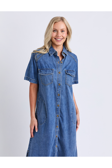 Elm AYLA DENIM MIDI DRESS