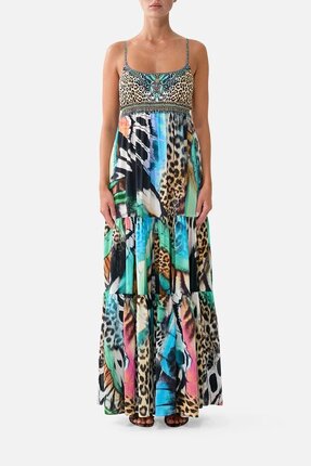 Camilla LONG DRESS WITH JERSEY BODICE-dresses-Diahann Boutique
