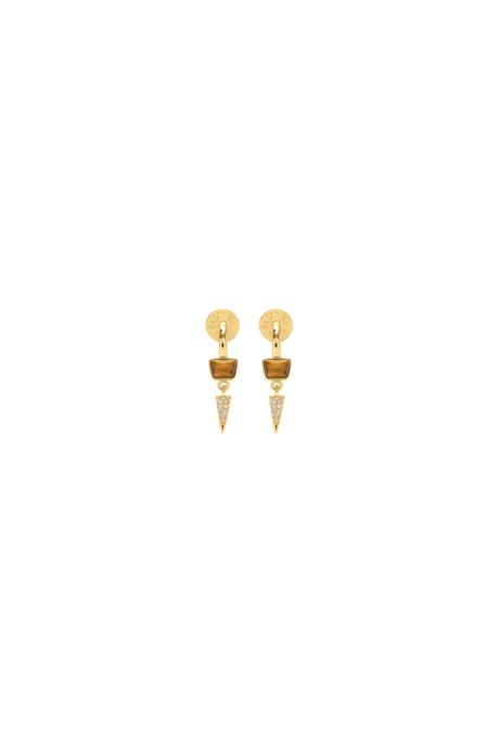 Talis Chains DAGGER HUGGIE Earrings-Tigers Eye
