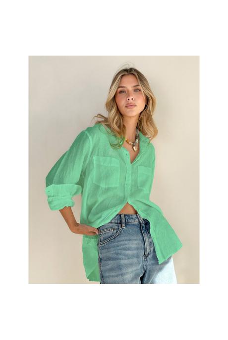 Hut BOYFRIEND LINEN Shirt- Lift My Mood Mint